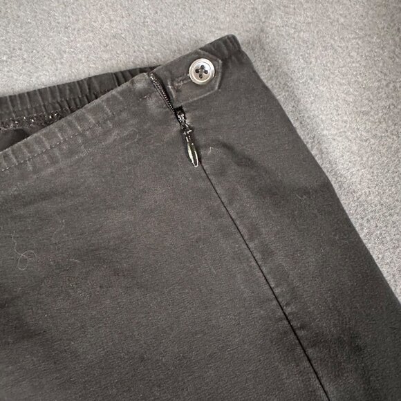 Eileen Fisher Womens L Black Organic Cotton Blend Flat Front‎ Cropped Pants - Picture 4 of 7